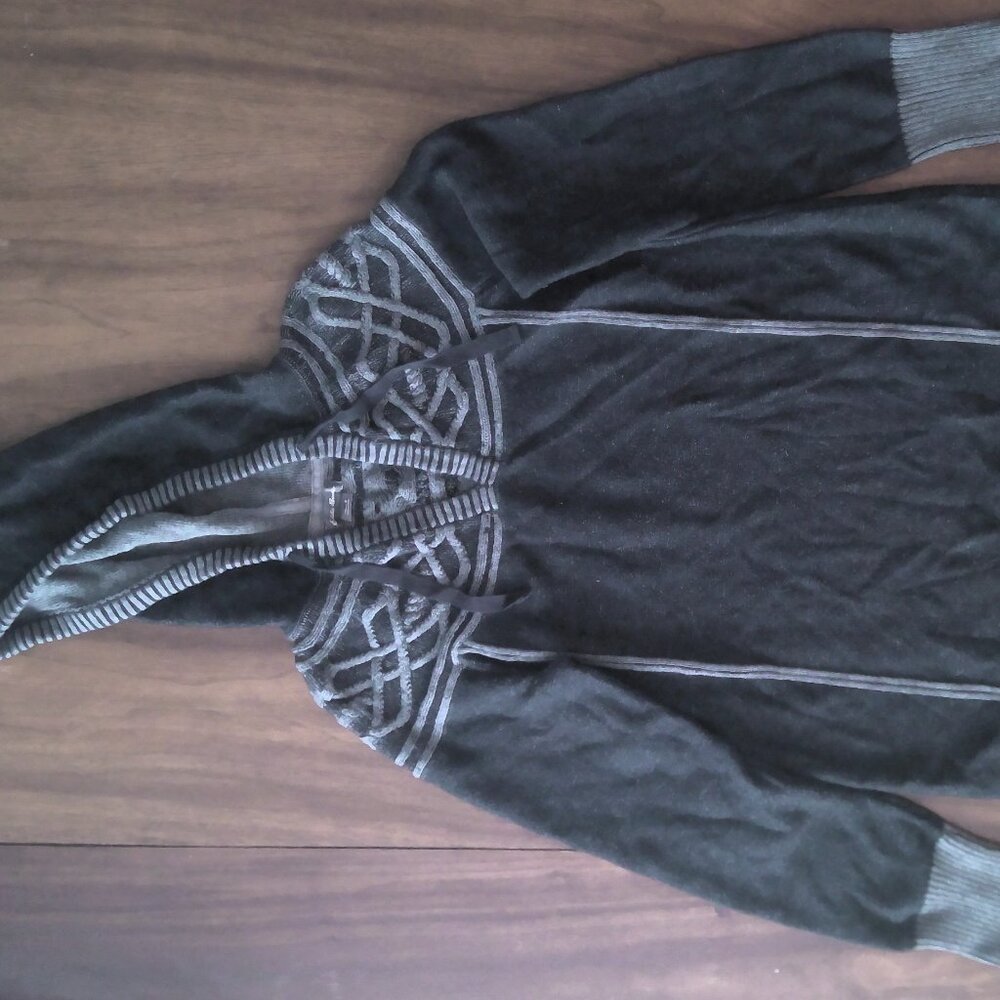 Eddie Bauer Women's pullover V-neck knit sweater hoodie black gray small